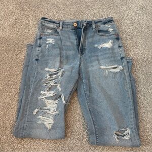 Women American Eagle Outfitters Wide Leg Light Blue Denim Jeans